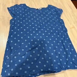 Kaktus Blue and White Polka Dot Women L Tee Side Pockets